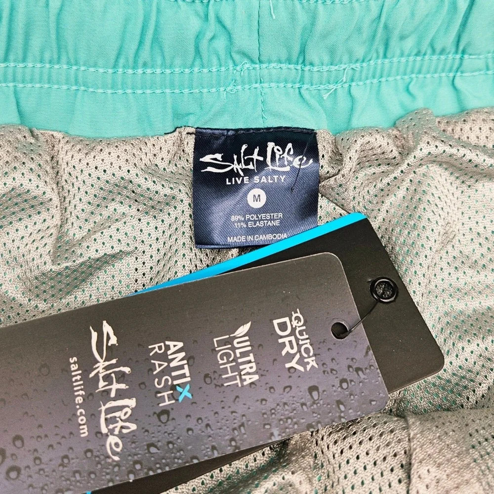 Salt Life (Men's Medium) Aqua Swim Trunks SLX-QD Performance Board Shorts‎ Surf